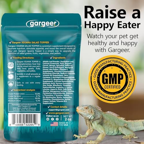 Gargeer 2oz Iguana Salad Topper. Enhanced Health & Appetite, Made in USA