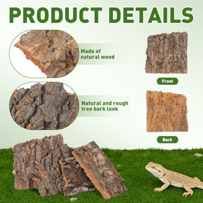 DOITOOL 8 Pcs Reptile Bark Hides, Tree Cork Bark Flats Terrarium Decoration