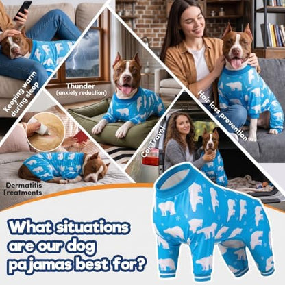 LovinPet Big Dog Winter PJs, Polar Bear and Snowflake Print, White, 2XL