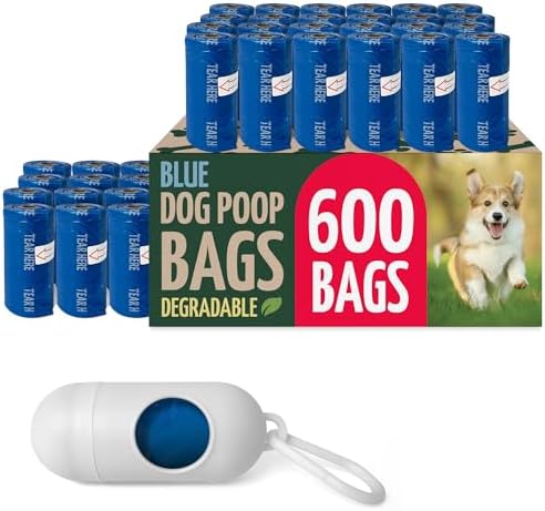 Reli. Biodegradable Dog Poop Bags Rolls (600 Pack, 40 Rolls) | Blue