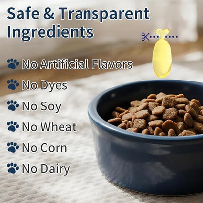 Omega 3 Fish Oil for Dogs, 80 Capsules, Rich in EPA and DHA, Improves Dry Skin, Dandruff, Itching, Reduce Shedding, Supports Cardiovascular and Joint Health, Suitable for Cats and Dogs (2 Bottles)