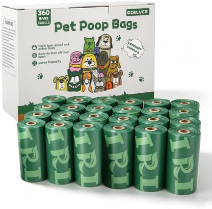 24 Rolls 360 Dog Poop Bags, Thick Dog Poo Bags for Walks (Green)