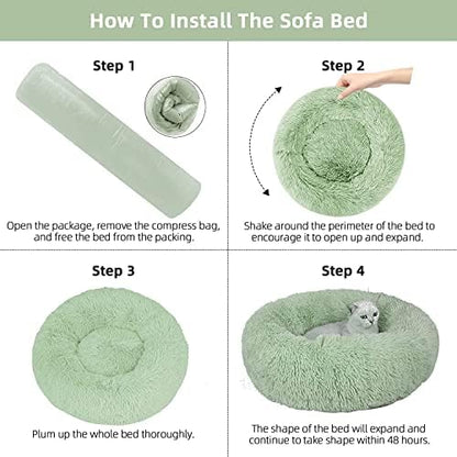 Nisrada Dog Bed for Small Medium Large Dogs Cats, 20 inch Calming Washable-Round Cozy Soft Pet Bed for Puppy and Kitten with Slip-Resistant Bottom