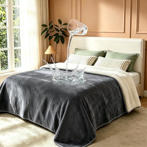 gogobunny Waterproof Blanket for Bed Couch, Sherpa Fleece Throw, 50x60