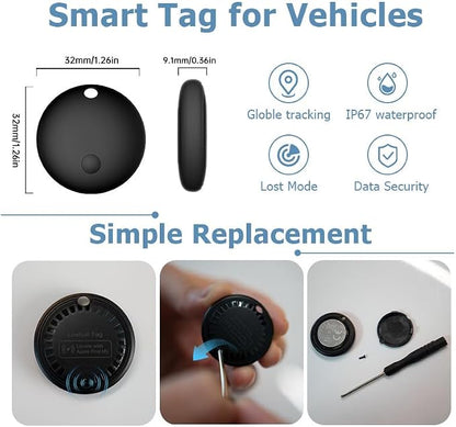 Mini GPS Tracker for Vehicles, No Month Fees, Bluetooth Tracker Tag | Magnetic Tracker for Car, IP67 Waterproof, 12 Months Battery Life, No Subscription, Tracking Tag for Cars Bikes Luggage