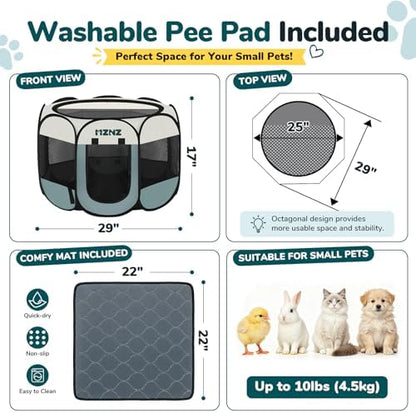 Dog Cat Small Animal Puppy Playpen Crate with Pee Pad, Small