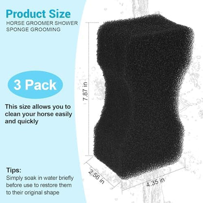 JCZ Horse Sponges for Bathing & Washing, 2.56 inch Thick - 3 Pcs
