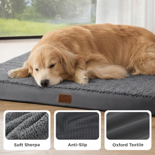 Bedsure XXL Dog Bed, Giant Pet Bed with Washable Cover, 53"x36" Dark Grey