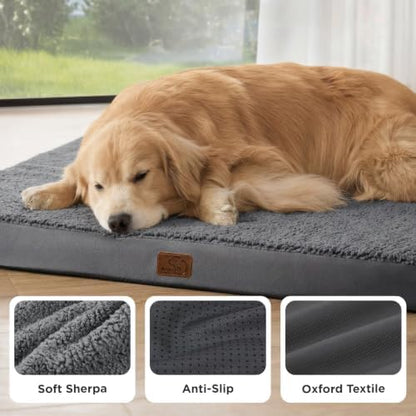 Bedsure XXL Dog Bed, Giant Pet Bed with Washable Cover, 53"x36" Dark Grey