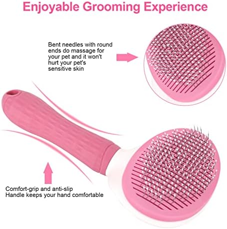 Depets Cat Brush for Shedding, Skin Friendly Self-Clean Dog Slicker Brush