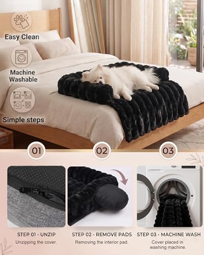 Calming Dog Bed/Mat for Couch,Faux Rabbit Fur Pet Sofa Furniture Protector