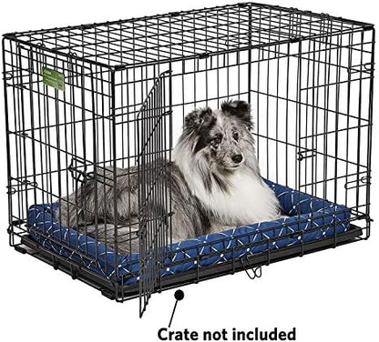 Midwest Homes for Pets 40230-BLD Quiet Time Couture Ashton Bolster Pet Bed, Medium Dog/30, Blue