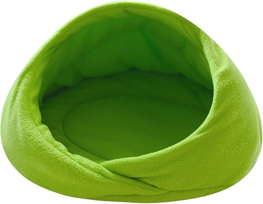 Pet Bed, Small Pet Animals Bed，Warm Cave Nest，Cozy Pet Bed，Kennel Teddy Small Winter Thickened Warm pet cat Litter Closed Four Seasons General cat Villa。 (Color : Green, Size : Small)