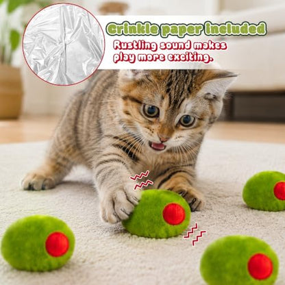 5Pcs Olive Catnip Crinkle Paper Sound Toys for Cat, Catmint Cat Toy Gift