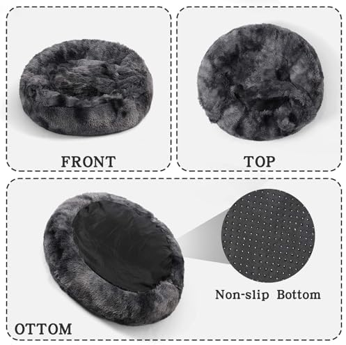 NOYAL Calming Donut Dog Bed, Hooded Cave with Blanket