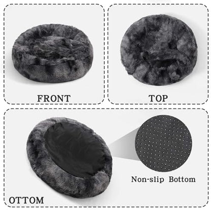 NOYAL Calming Donut Dog Bed, Hooded Cave with Blanket