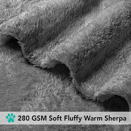 PetAmi Soft Plush Sherpa Dog Blanket for Pet Cat, X-Large 60x80, Grey