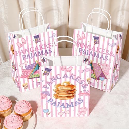 16Pcs Pancakes Pajamas Party Favor Bags Pink Slumber Brunch Goodie Bags