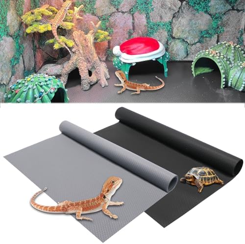 Reptile Carpet Reptile Mat 2 Pack Bearded Dragon Leopard Gecko Substrate Bearded Dragon Tank Flooring Snake Tortoise Bedding Bearded Dragon Tank Accessories 17.5’’ x 79.7’’ -Two-Tone