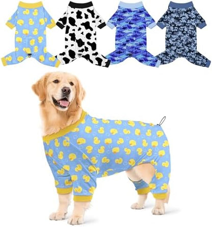 Bienbee Dog Pajamas, 4 Pack Adjustable Onesies for Small to Large Dogs 2XL