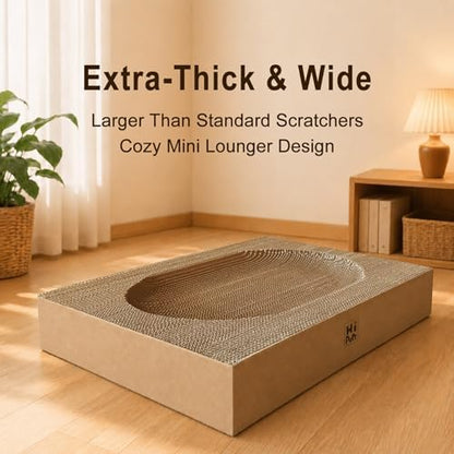Large Cat Scratcher Bed with Oval Curved Nesting Design, Sink-Inspired Shape, Rectangular Edges for Easy Cleaning, Corrugated Cardboard with Kraft Paper, for Indoor Cats
