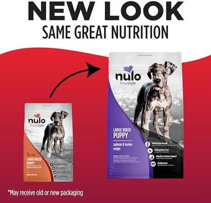 Nulo Freestyle Large Breed Puppy Food - Salmon & Turkey, Dry Grain Free Dog Food for Puppies, Natural, High Protein Kibble with DHA, Probiotics, Calcium & Phosphorus for Healthy Development, 26lb Bag