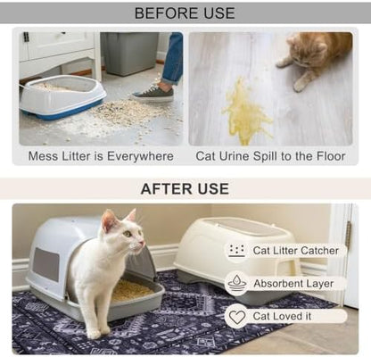 BEAUTYZOO Cat Litter Mat, 28" x 36" Large Litter Trapping Mat, Waterproof
