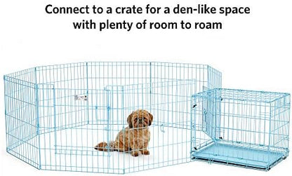 MidWest 24-Inch Blue Exercise Pen, Single Door, 16 Sq Ft Play Area