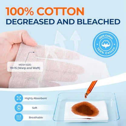 Kingstar 200 Count 4x4 Inch Gauze Sponges 8-Ply