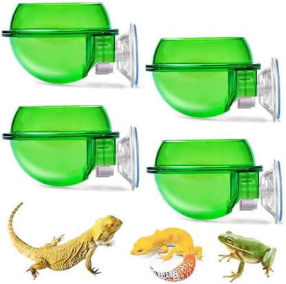 PINVNBY Reptile Bowl with Suction Cup,Chameleon Feeding Bowl,Gecko Food and Water Feeding Dish Pet Feeder Supplies Accessories for Lizards,Snakes,Bearded and Dragons(4 Pcs)