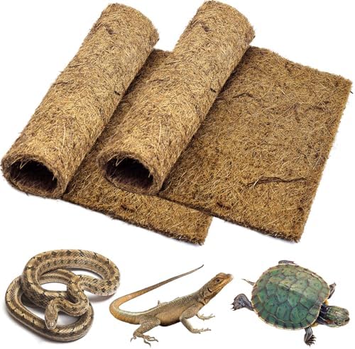 PIVBY 2 PCS Reptile Carpet, Natural Coco Coir Mat (15.74" x 11.81"), Coconut Fiber Substrate Pet Terrarium Liner for Bearded Dragon Tortoise Habitat Lizards Turtles Snakes Iguana Hermit Crab