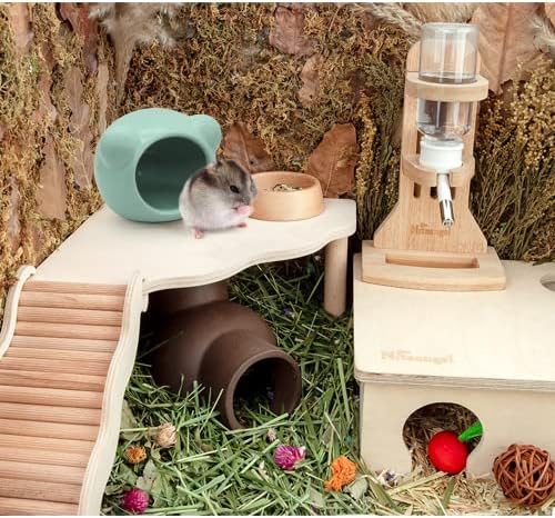 Ceramic Hamster House, Cute Animal Shaped Hamster Cave, Summer Cool Small Animal Hideout Habitat Decor for Dwarf Hamsters, Small Gerbils (Grey)