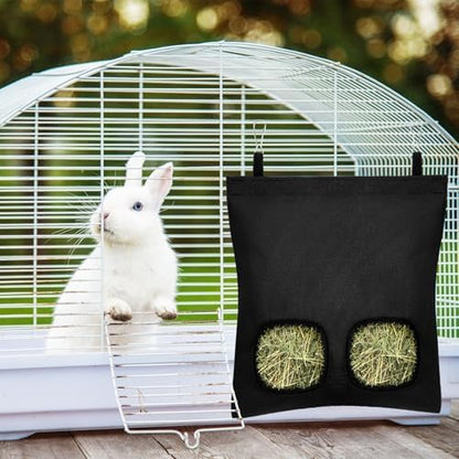 UPINS 2 Pack Guinea Pig Hay Feeder Bag,Bunny Rabbit Cage Bag Hanging Holder