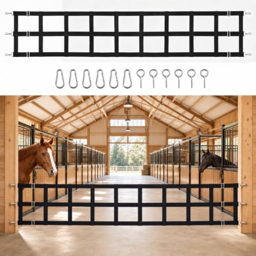 Zonon 8' x 20'' Adjustable Polyester Stall Guards for Horses, Black