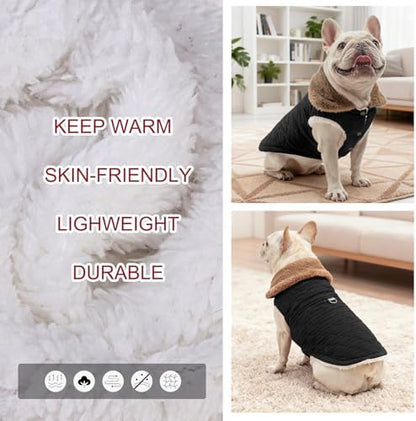 BEAUTYZOO Warm Dog Puffer Jacket Vest,Dog Winter Coat with Harness,Black XS