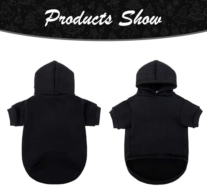 KOOLTAIL Dog Hoodie for Large Medium Small Dogs, Soft and Warm Pet Sweater with Leash Hole and Pocket Boy Girl, Puppy Fall Winter Jacket Clothes, French Pitbull Cold Weather Coat Sweatshirt, Black XL