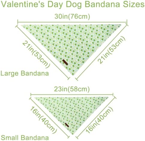 Summer Dog Bandana, UP URARA PUP Lime Triangle Bid, Clover and Bow Pattern Scarf for Medium Large Dogs, Cotton Kerchief for Girl Boy Puppies, Cute Summer Green Bandana,S
