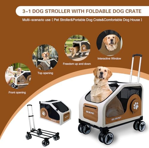 3-1 Dog Stroller for Medium Dogs (Brown)