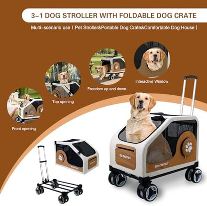 3-1 Dog Stroller for Medium Dogs (Brown)