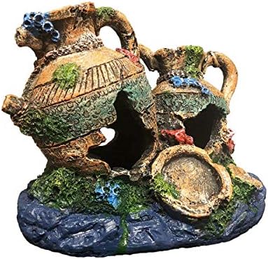 Aquarium Resin Pot Cave, Decoration Wine Barrel House Fish Tank Ornament Hiding for Fun 6.3x3.5x4.3 Inches