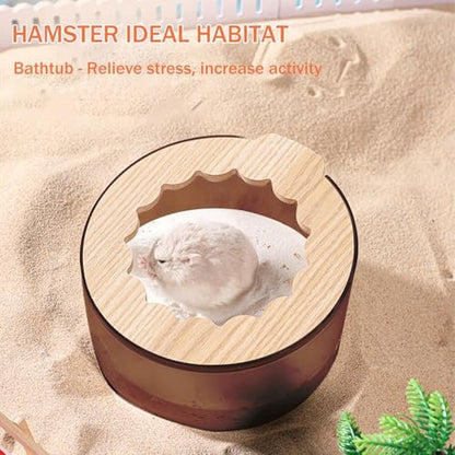 Marchul Hamster Sand Bath Container, Hamster Sand Bath Box with Cleaning Scoop, Brown Hamsters Bathtub Bathroom Toilet, Easy to Clean, Hamsters Litter Box for Gerbil
