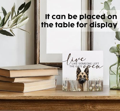 Live like Someone Left the Gate Open Belgian Malinois Wooden Signs,Farm Cottagecore Animal Office Kitchen Bedroom Decor,Rustic Farmhouse Home Decor Signs,Belgian Malinois Gifts for Women