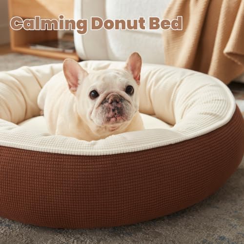 30 inches Soft Touch Fleece Donut Dog Bed for Medium Dogs,Coffee