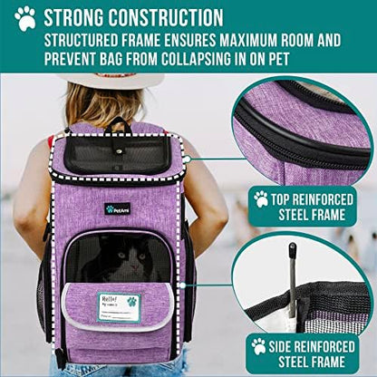PetAmi Dog Backpack Carrier, Airline Approved 4-Way Entry Cat Bag, Purple