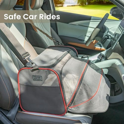 Petsfit 2 Side Expandable Pet Carrier Dog Carrier Cat Carrier for 2 Cats, 19" Lx 12" Wx 12" H, with Soft Cushion, Built-in Safety Rope, Pockets, Fit for Car Travel