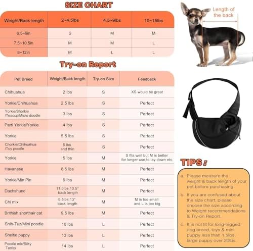 YUDODO Pet Sling Carrier for 10-15 lbs Small Dogs Puppy Crossbody Carrier