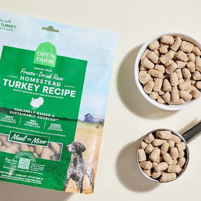 Open Farm Freeze Dried Raw Dog Food, Turkey Bite-Sized Morsels, 22oz Bag