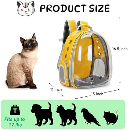 Cat Backpack Carrier Bubble Carrying Bag (Yellow)
