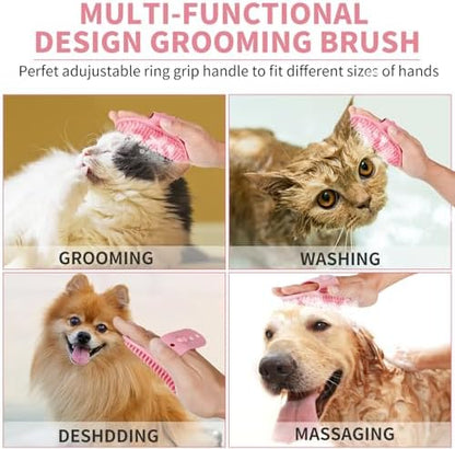 Professional 7 in 1 Dog Paw Cleaner for Dogs & Cats - Includes 1 Portable Paw Washer, 1 Bath Brush, 2 Dog Toothbrushes and 3 Absorbent Towels Note: Fits Paws up to 2 Inches Wide (Small, Light Pink)