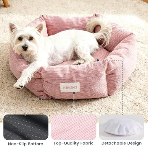Cat Bed, 22 Inch Donut Pet Bed for Cats & Small Dogs, White